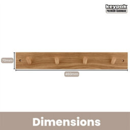Keypak Wooden Coat Hook Rack- 46Cm Pine Wall-Mounted, 4 Hooks For Coats, Jackets & Hats - thumbnail 3