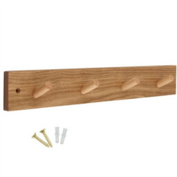 Keypak Wooden Coat Hook Rack- 46Cm Pine Wall-Mounted, 4 Hooks For Coats, Jackets & Hats