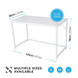 House Of Home Computer Desk With White Metal Frame - Versatile Gaming Desk, And Dressing Table For Home And Office 120Cm - thumbnail 2