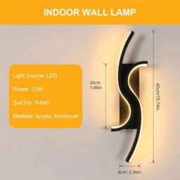 12W Modern Led Wall Lamp Indoor Acrylic Warm White Wall Light Bedroom Hallway - thumbnail 2
