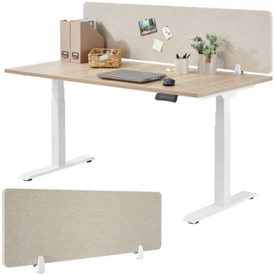 Tectake Desk Partition Noisy - Sound-Absorbing 160 X 40 Cm - Beige - image 1