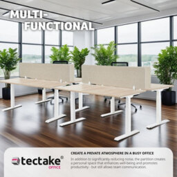 Tectake Desk Partition Noisy - Sound-Absorbing 160 X 40 Cm - Beige - thumbnail 3