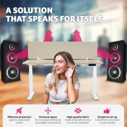 Tectake Desk Partition Noisy - Sound-Absorbing 160 X 40 Cm - Beige - thumbnail 4