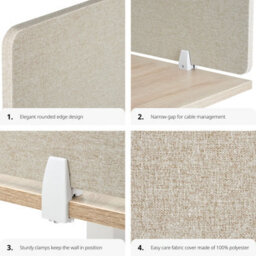Tectake Desk Partition Noisy - Sound-Absorbing 160 X 40 Cm - Beige - thumbnail 5
