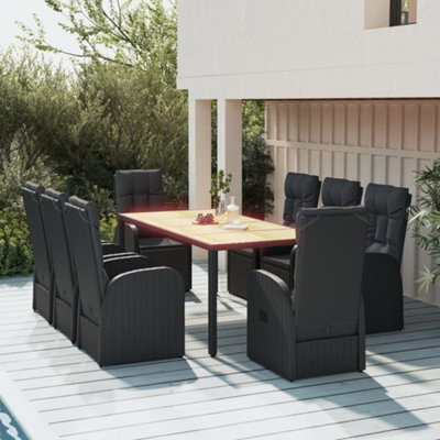 Berkfield 9 Piece Garden Dining Set Black Poly Rattan&solid Wood Acacia - image 1