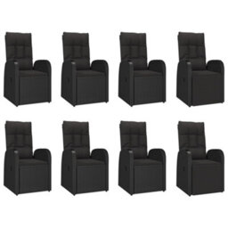 Berkfield 9 Piece Garden Dining Set Black Poly Rattan&solid Wood Acacia - thumbnail 4