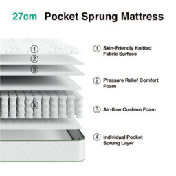 Novilla 27Cm Memory Foam Pocket Sprung Zoned Mattress - thumbnail 6