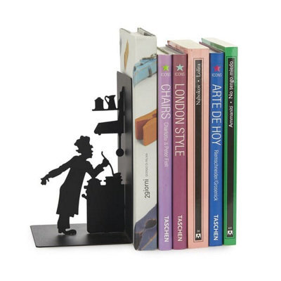 Balvi Le Chef Cook Cooking Silhouette Black Metal Bookends - image 1