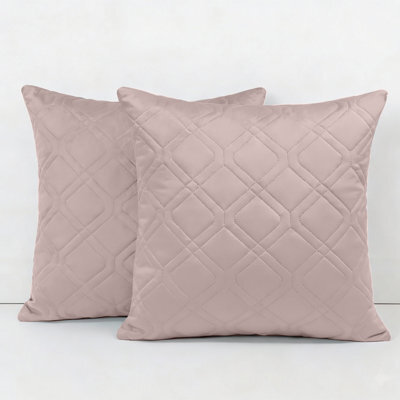 Ameha Pink Embossed Diamond Velvet Cushion Cover, 18X18 Inch, Pack Of 2, Anti Allergic, Breathable & Ultra Soft