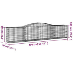 Berkfield Arched Gabion Baskets 10 Pcs 400X50X80/100 Cm Galvanised Iron - thumbnail 6
