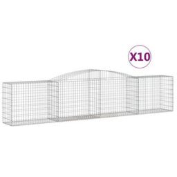 Berkfield Arched Gabion Baskets 10 Pcs 400X50X80/100 Cm Galvanised Iron - thumbnail 2