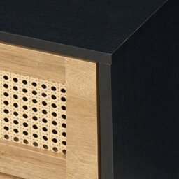 Swish Furniture Manila Black & Pvc Rattan 2 Drawer Bedside Table Nightstand Chest Bedroom Storage Furniture - thumbnail 4