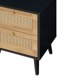 Swish Furniture Manila Black & Pvc Rattan 2 Drawer Bedside Table Nightstand Chest Bedroom Storage Furniture - thumbnail 6