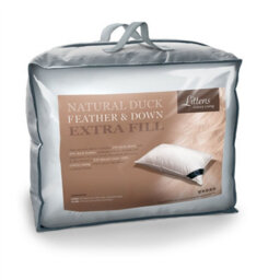 Littens Extra Fill Duck Feather & Down Pillow, 230Tc Cotton, Side Sleeper 48Cm X 74Cm