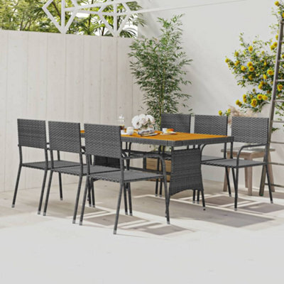Berkfield 7 Piece Outdoor Dining Set Poly Rattan Grey - image 1
