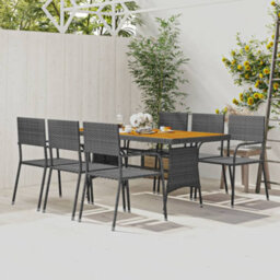 Berkfield 7 Piece Outdoor Dining Set Poly Rattan Grey