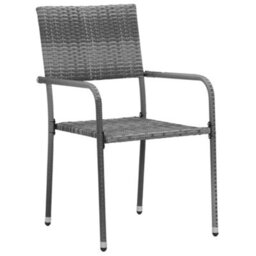 Berkfield 7 Piece Outdoor Dining Set Poly Rattan Grey - thumbnail 4