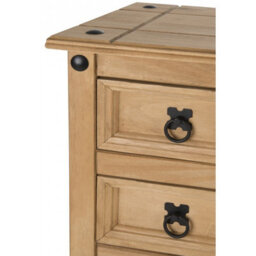 Mercers Furniture Corona Narrow 6 Drawer Bedside Table Cabinet Chest Solid Wood Pine Wooden Tall Slim With Mexican Styling - thumbnail 3