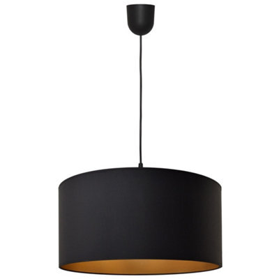 Luminosa Lighting Luminosa Alba Cylindrical Pendant Ceiling Light Black, Gold 40Cm