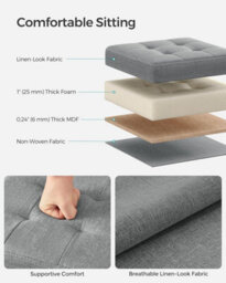 Songmics Storage Ottoman Duo, Bedroom Seating Set, Footrest Bench With Storage Compartments, Light Grey - thumbnail 3