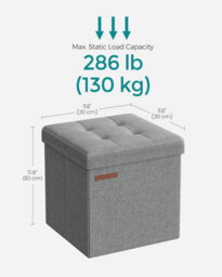 Songmics Storage Ottoman Duo, Bedroom Seating Set, Footrest Bench With Storage Compartments, Light Grey - thumbnail 2