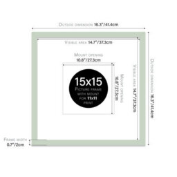 "15X15"" Mint Green Picture Frame - 15X15"" Square Frame With 11X11"" Mount For 15X15""/11X11"" Pictures Moderrn Style Thin Edge, 1 Pack" - thumbnail 2