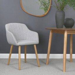 Luciano  Upholstered Armchair In Premium Textured Linen Grey