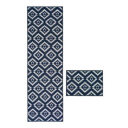 Melrose Deco Mat Navy Aztec Runner Rug & Matching Floor Mat 57/150Cm & 57/40Cm - thumbnail 4