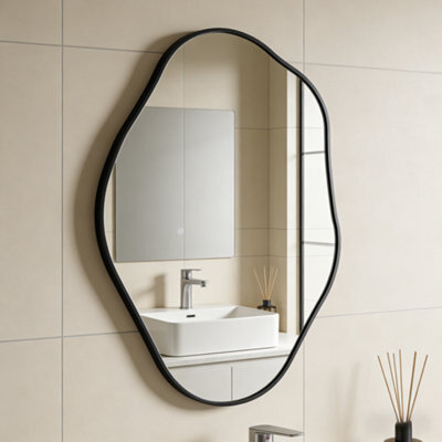 Artloge 60X80Cm Irregular Black-Rimmed Entryway Decor Mirror Aluminum Bathroom Makeup Mirror - image 1