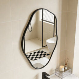 Artloge 60X80Cm Irregular Black-Rimmed Entryway Decor Mirror Aluminum Bathroom Makeup Mirror - thumbnail 6