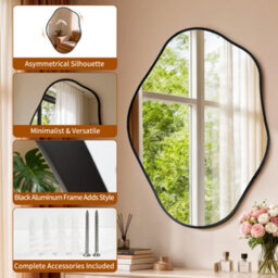 Artloge 60X80Cm Irregular Black-Rimmed Entryway Decor Mirror Aluminum Bathroom Makeup Mirror - thumbnail 4