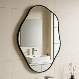 Artloge 60X80Cm Irregular Black-Rimmed Entryway Decor Mirror Aluminum Bathroom Makeup Mirror - thumbnail 1