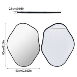 Artloge 60X80Cm Irregular Black-Rimmed Entryway Decor Mirror Aluminum Bathroom Makeup Mirror - thumbnail 2