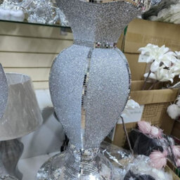 Biznest Crushed Diamond Ceramic Silver Vase Diamante Bling Home Decoration Ornament