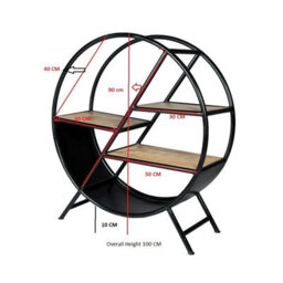 Buttercup Farm Cosmo Round Bookcase - Wood - L33 X W90 X H100 Cm - thumbnail 5