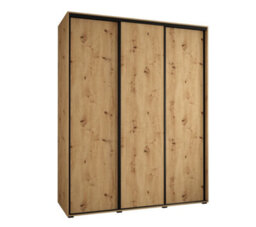 Arte Rustic Oak Artisan Sliding Wardrobe H2050mm W1900mm D600mm With Customisable Black Steel Handles - thumbnail 1