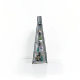 Modcraft 5 Tier Ladder Bookcase , Retro Wooden Corner Shelving Unit, Grey Scandinavian Style - thumbnail 4