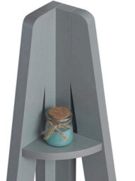 Modcraft 5 Tier Ladder Bookcase , Retro Wooden Corner Shelving Unit, Grey Scandinavian Style - thumbnail 3