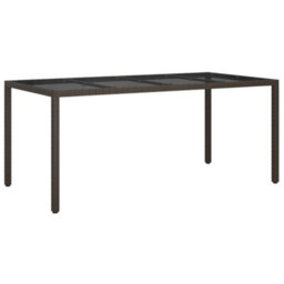 Berkfield Garden Table Brown 190X90X75 Cm Tempered Glass And Poly Rattan - thumbnail 2