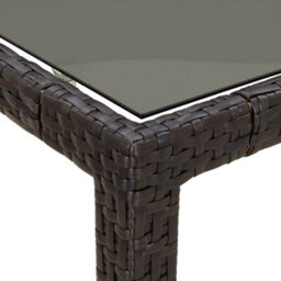 Berkfield Garden Table Brown 190X90X75 Cm Tempered Glass And Poly Rattan - thumbnail 5