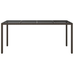 Berkfield Garden Table Brown 190X90X75 Cm Tempered Glass And Poly Rattan - thumbnail 3