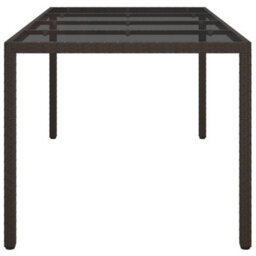 Berkfield Garden Table Brown 190X90X75 Cm Tempered Glass And Poly Rattan - thumbnail 4