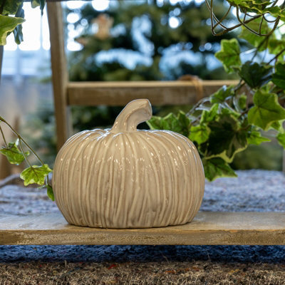 Four Candle Satchville Glazed Ceramic Pumpkin - image 1