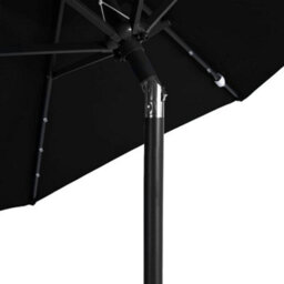Berkfield Garden Parasol With Leds And Steel Pole Black 225X225X212Cm - thumbnail 9