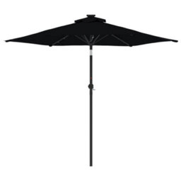 Berkfield Garden Parasol With Leds And Steel Pole Black 225X225X212Cm - thumbnail 5