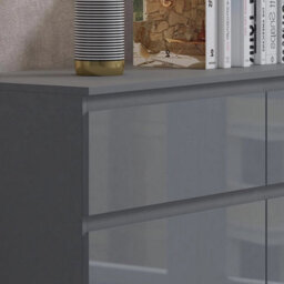 6 Drawer Chest Of Drawers Gloss Grey Front Matt Frame - thumbnail 4