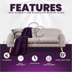Gc Gaveno Cavailia Luxury Faux Fur Throw 200X240 Cm Aubergine Fleece Blanket For King Bed & Sofa Bed - thumbnail 4