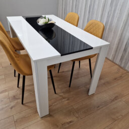 Kosy Koala Dining Table Set White And Black Table With 4 Mustard Gem Chairs Dining Room Furniture - thumbnail 7