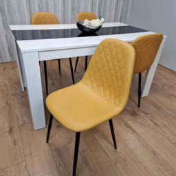 Kosy Koala Dining Table Set White And Black Table With 4 Mustard Gem Chairs Dining Room Furniture - thumbnail 5
