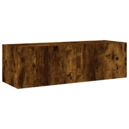 Berkfield Tv Wall Cabinet With Led Lights Smoked Oak 100X35X31 Cm - thumbnail 3